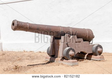 Rusty Old Cannon At The Historic Powder Magazine In Stellenbosch