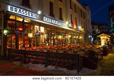 Cafe, Restaurant in the center of town, Chamonix, France