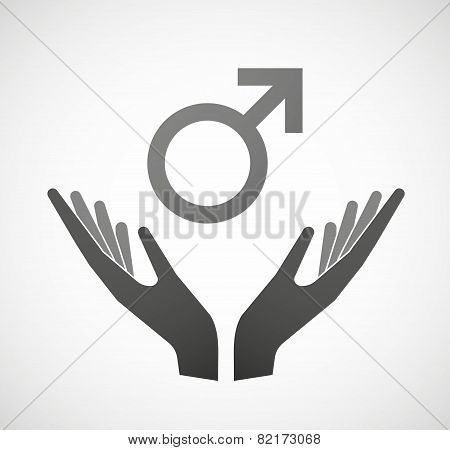 Two Hands Offering A Male Sign