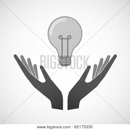 Two Hands Offering A Light Bulb