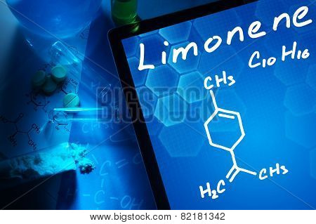 Tablet with the chemical formula of Limonene.