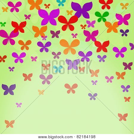 Pattern with colourful translucent butterflies