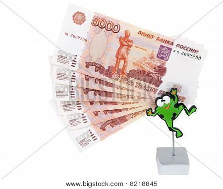 Roubles 5000 รายการในยืนในลักษณะของกบ