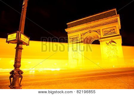 Arc De Triomphe By Night, Paris