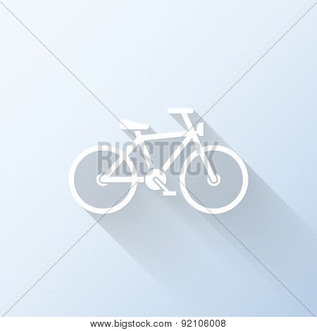 Flat Bicycle Icon With Long Shadow. Vector Illustration