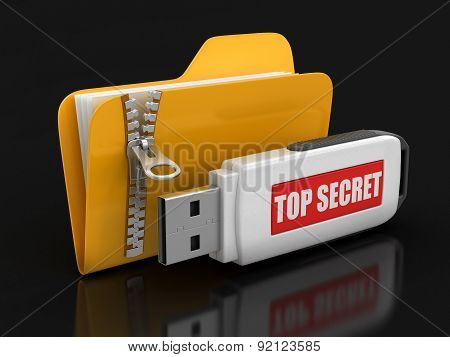 Folder with zipper and USB flash Top Secret