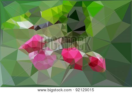 Low poly background with bud apple