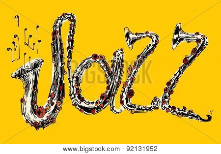 JAZZ Concept, Music Engraved, Hand Drawn, Sketch