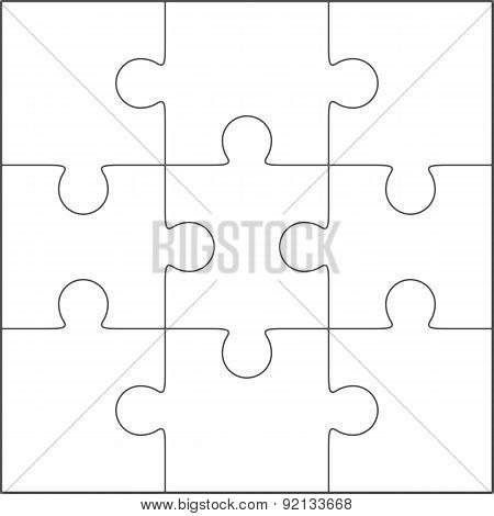 Jigsaw Puzzle Blank Template 3X3