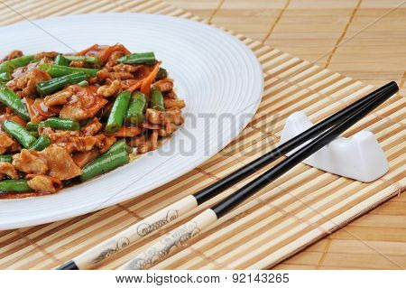 Chinese Food On Plate Close Up