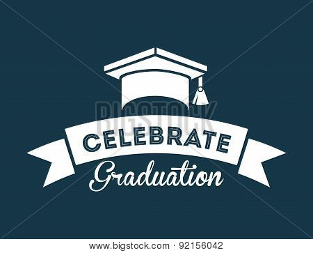 graduation design over blue background vector illustration