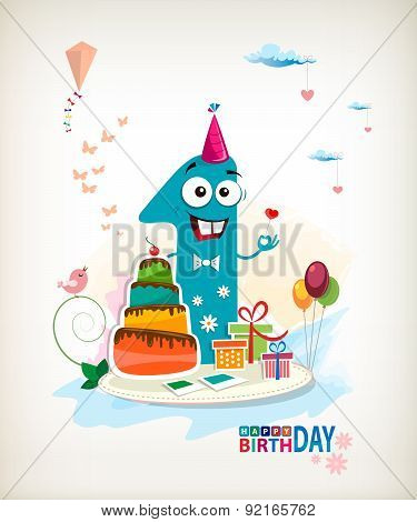 First Happy Birthday Color Card.