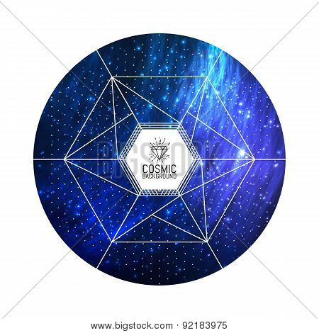 Hipster triangular colorful cosmic background. Vector Illustration for artwork, party flyers, poster