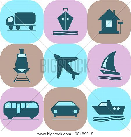 Transport, Travel And Tourism,vector Icons,flat Style