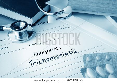 Diagnostic form with diagnosis Trichomoniasis