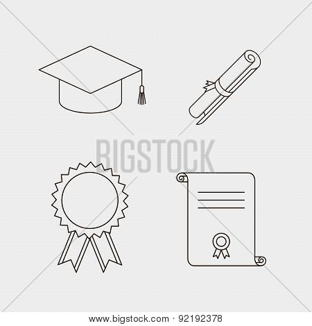 vector black education icons set