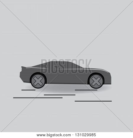 Gray vector car illustration simple abstract with lines