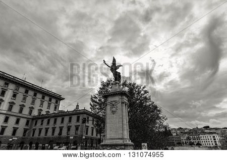 ROME - January 12: Nice view of the river Tiber January 12 2016 in Rome Italy.