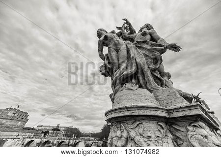 ROME - January 12: Nice view of the river Tiber January 12 2016 in Rome Italy.