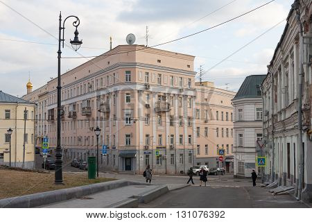 MOSCOW - APRIL 4: Iron House on Khitrovskaya Square on April 4 2016 in Moscow. Vladimir Giljarovsky wrote about this house in the