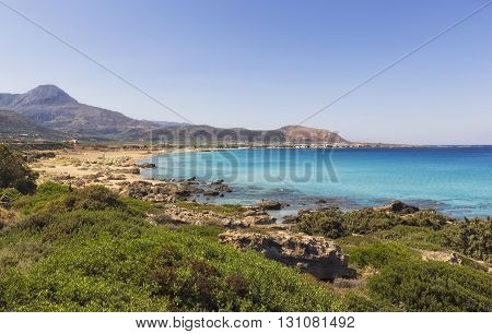 View of the bay and the mountains on the Greek island of Crete