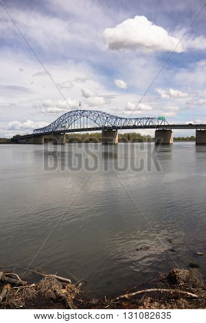Clouds Past Pioneer Memorial Bridge Columbia River Kennewick Washington