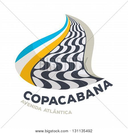 Copacabana beach graphic symbol vector illustration. Curve shape logo design. Good for cover invitation flyer greeting card design.