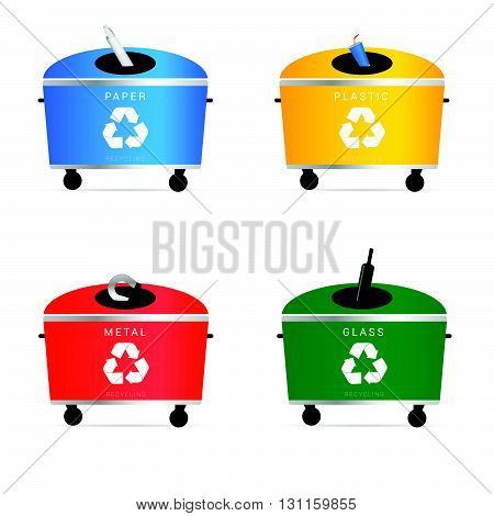 trash cans set art illustration in colorful