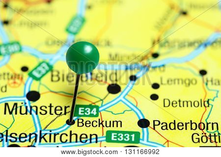 Beckum pinned on a map of Germany