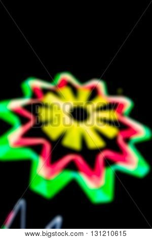 blurred of neon lights decorative in front of Thai temple