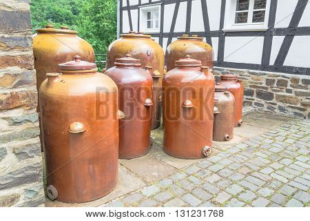 Earthenware jars jugs clay pottery for storing oil vinegar sauerkraut wine etc.