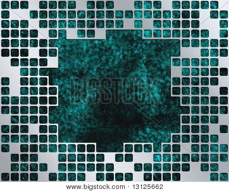 Turquoise Under Metal Grid, place for big text