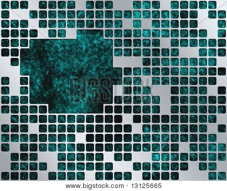 Turquoise Under Metal Grid, place for text