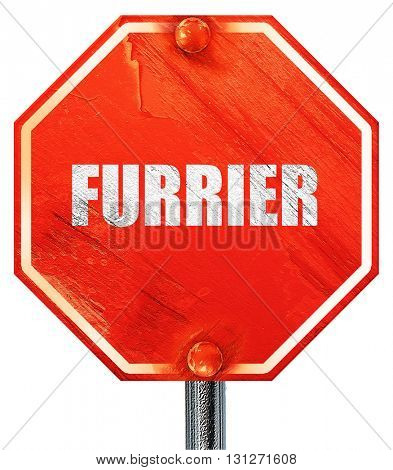 furrier, 3D rendering, a red stop sign