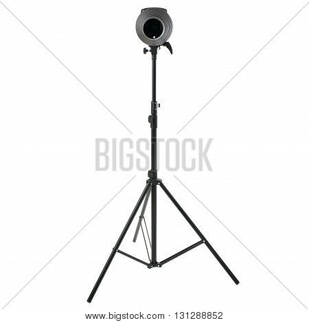 Pulse studio flash with a conical snoot on a stand over isolated white background