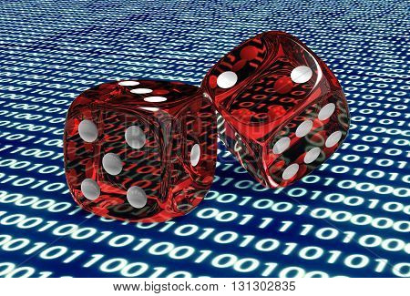 Digital Gaming Concept Dice In Computer Environment