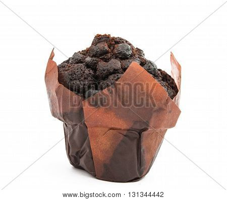 chocolate muffin isolated on white background very sweet