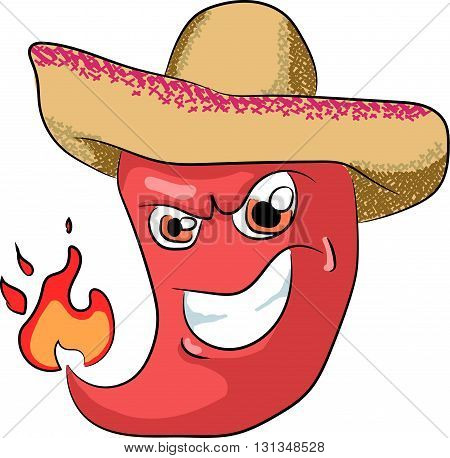 Vector red hot chili pepper with flame sticker