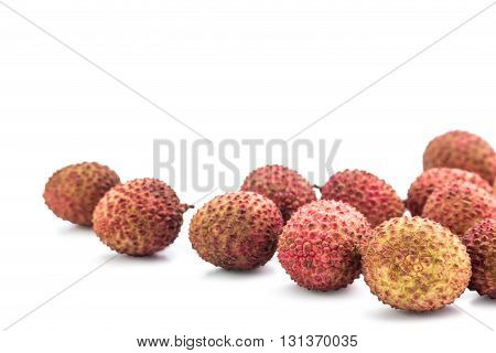 Fresh Lychees Fruit With Isolate White Background
