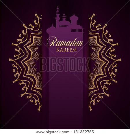 Ramadan Kareem greeting ornate background. Vector Illustration. Eid mubarak. Islamic art design template.