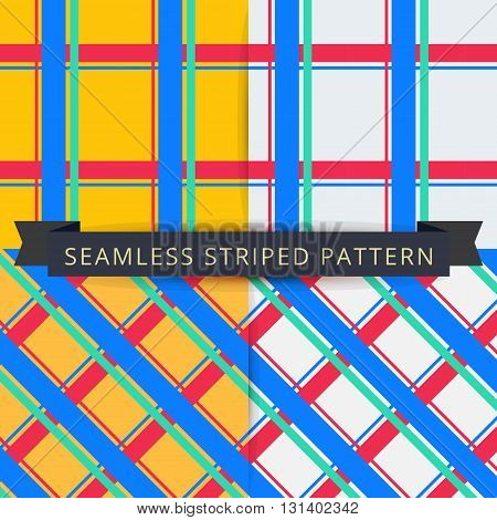Seamless striped square handkerchief pattern on light grey and yellow background
