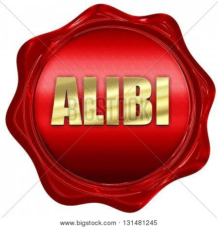 alibi, 3D rendering, a red wax seal