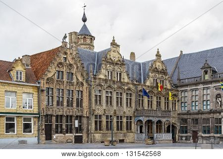 Veurne city hall (Landhuis) on central market square Belgium