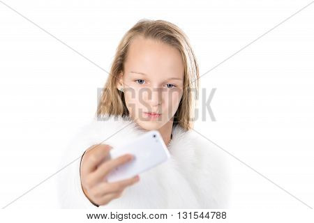 Funny Girl Taking Selfie With Cellphone