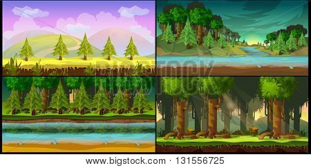 game background 2d game application.Tileable horizontally. Size 1024x512. Ready for parallax effect