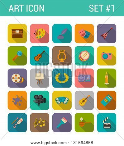 Flat style design long shadow art vector icon set