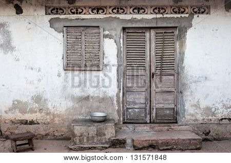 House facade on a village near Grand Popo, Benin, Africa