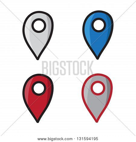 Geotag set doodle graphics vector icon hand drawn illustration black lines