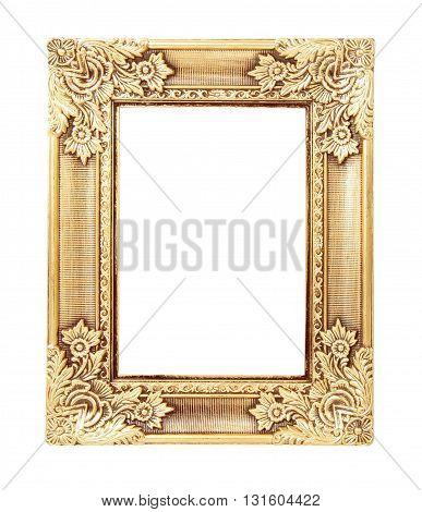 Old antique gold frame isolated on white background