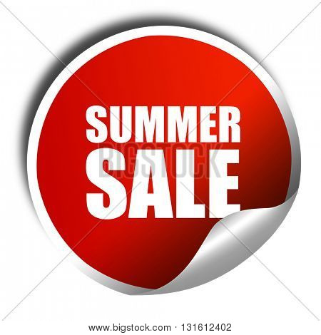 summer sale, 3D rendering, a red shiny sticker